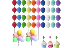 GXXMEI 50PCS Balloon Cake Topper Mini Colorful Balloon Cake Picks Round Balloon Cupcake Topper Cake Decoration for Party Decorations Birthday Wedding