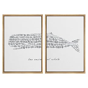 SIGNWIN Framed Wall Art Print Set Sperm Whale...