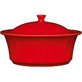 Fiesta&reg; Large Covered Casserole, 90oz (10.4") &ndash; Durable Ceramic, Lead-Safe, Dishwasher/Microwave/Oven Safe &ndash; Made in USA Dinnerware - Scarlet