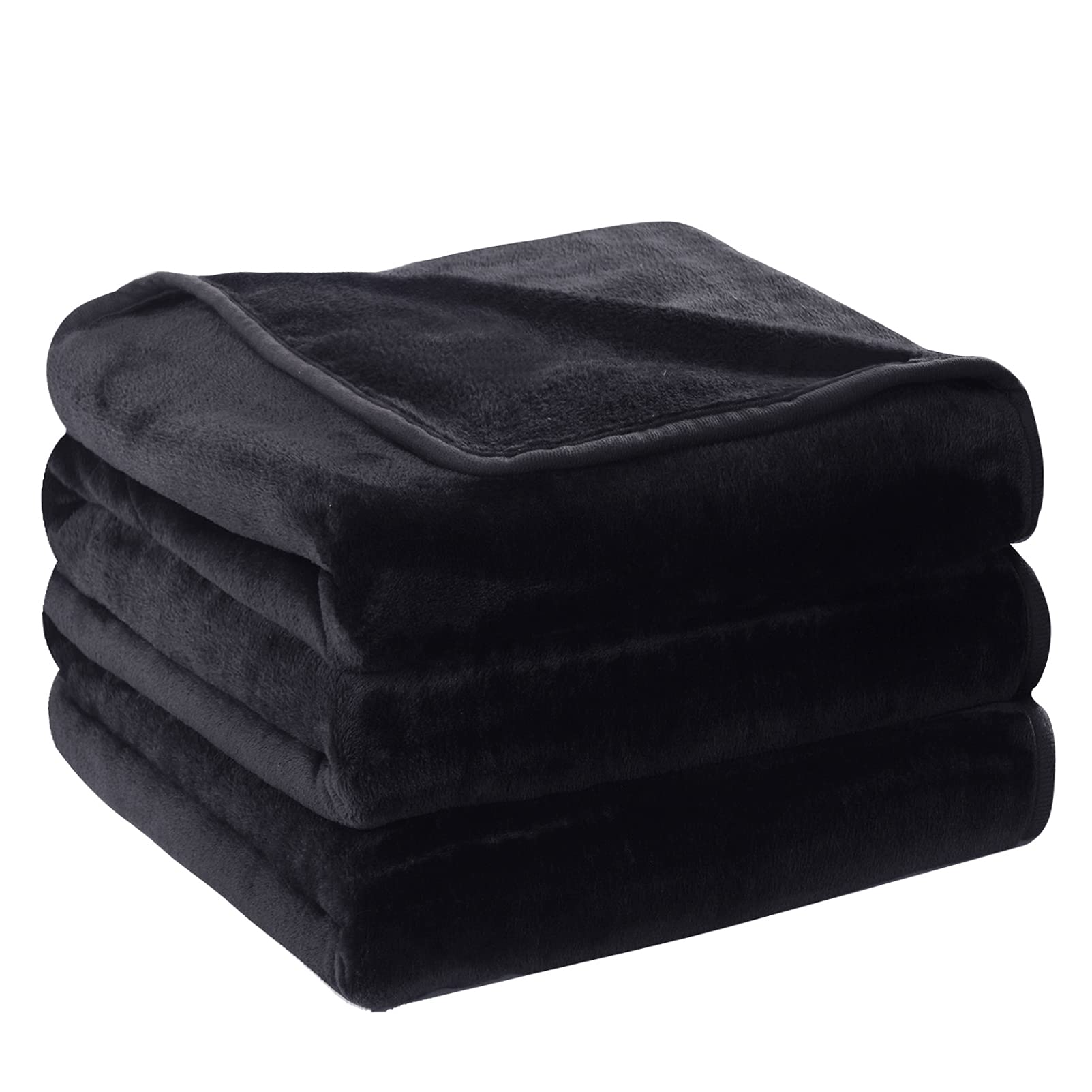 HOZY Fleece Blanket, 150 x 200 cm, Black, Soft and Warm, 350 GSM, Bed Blanket and Sofa Throw, Reversible Flannel Double Sided — image 1