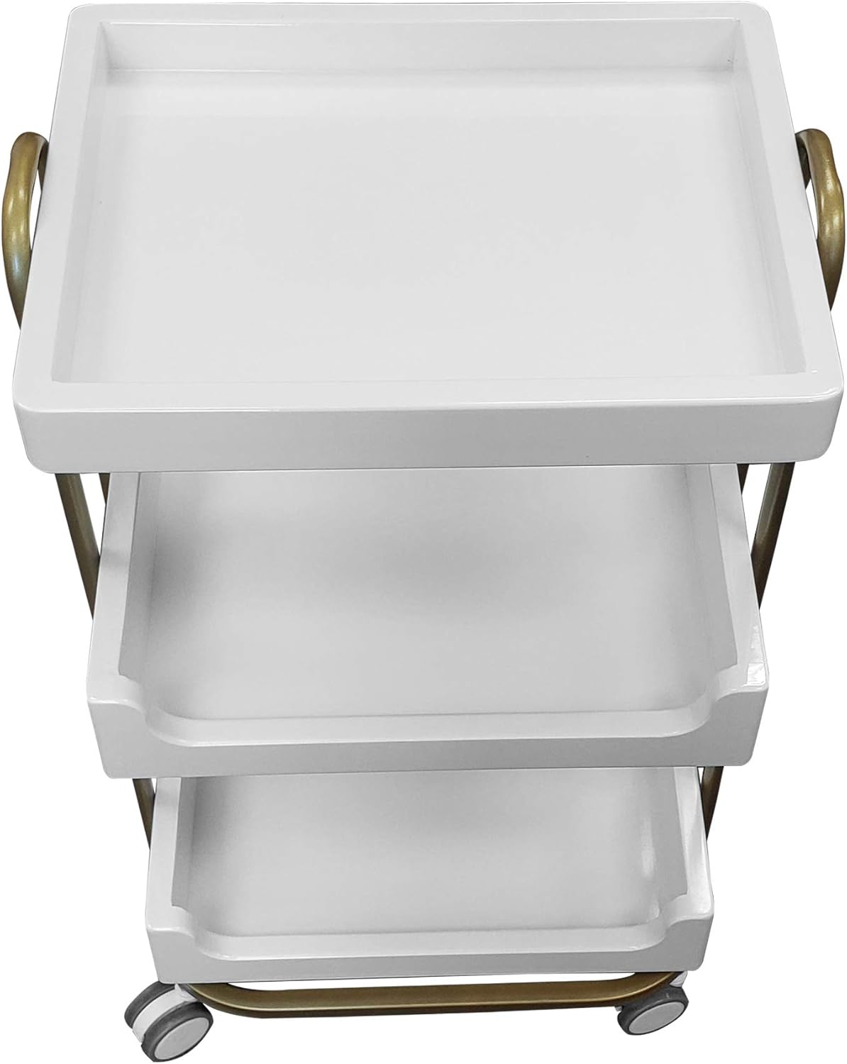 TOA Supply 3 Shelf Wooden Tray Cart White Storage Trolley Rolling Beauty Salon Hair Spa: Home & Kitchen