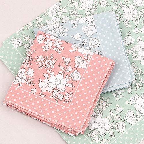 Houlife Ladies 100% 60S Cotton Handkerchiefs Womens Floral Print Hankies for Wedding Party 18x18"