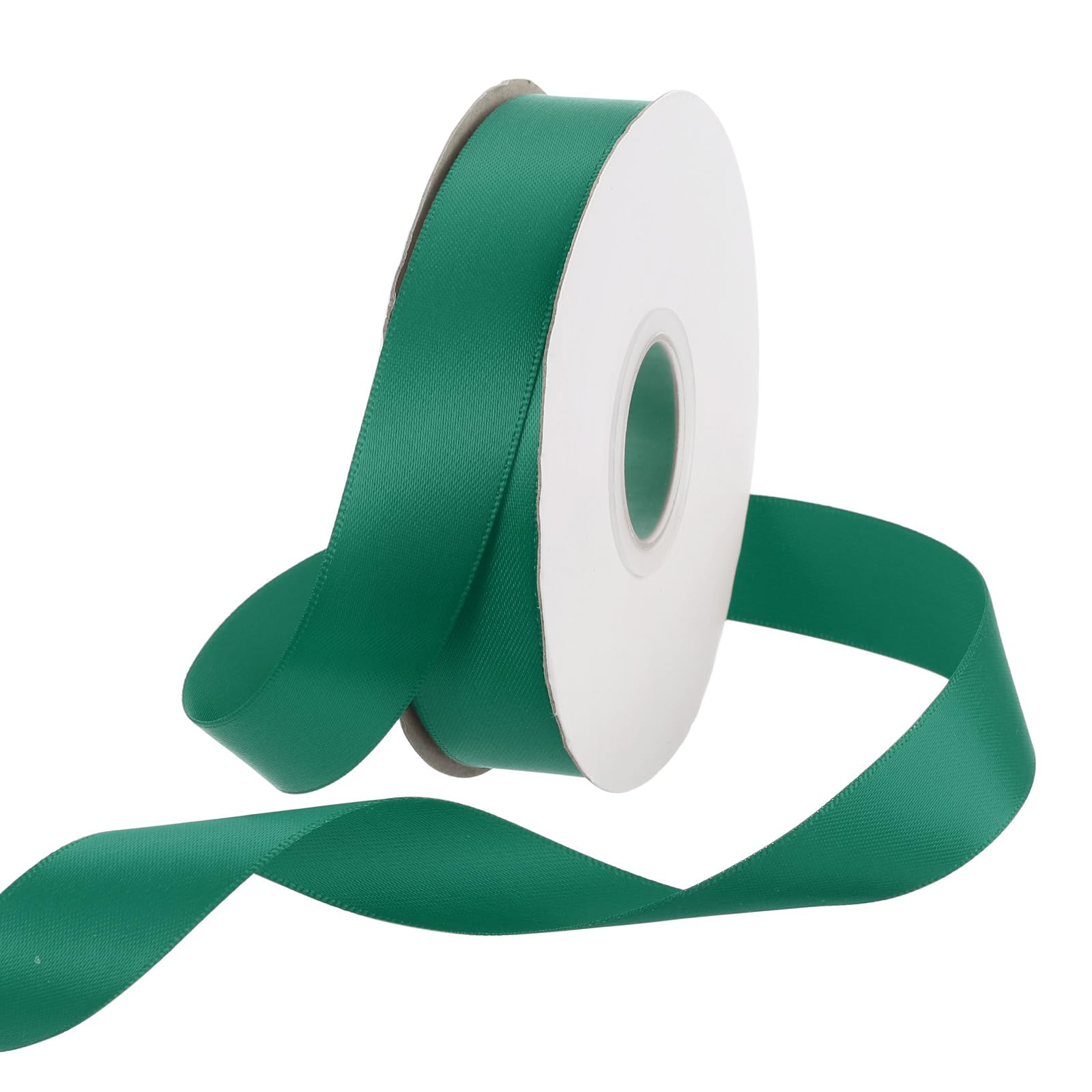 Rebower 25mm Satin Ribbon 23m Thick Double Face Grosgrain Silk Ribbon, [for Gift Wrapping, Hair Bows, Wedding, Cake, Flower] - 25 Yard/75ft/Forest Green
