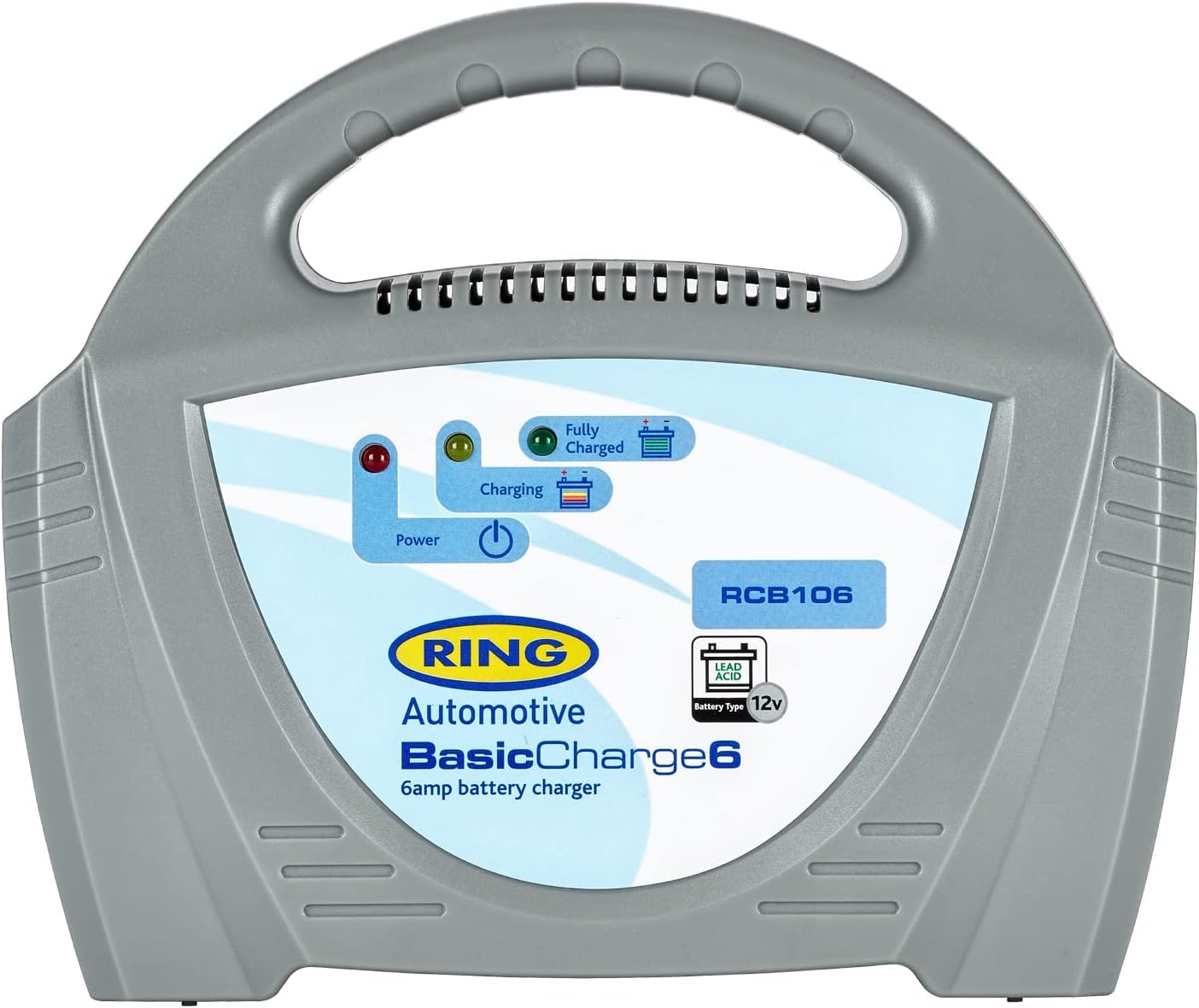 RING 6A Car Battery Charger for Vehicles Up to 1.6L: Compatible for 12V Lead Acid Batteries