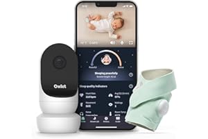Owlet Dream Duo 2 Smart Baby Monitor - 1080p HD Video Baby Monitor with Dream Sock - Baby Foot Monitor and Sensor Tracks Hear