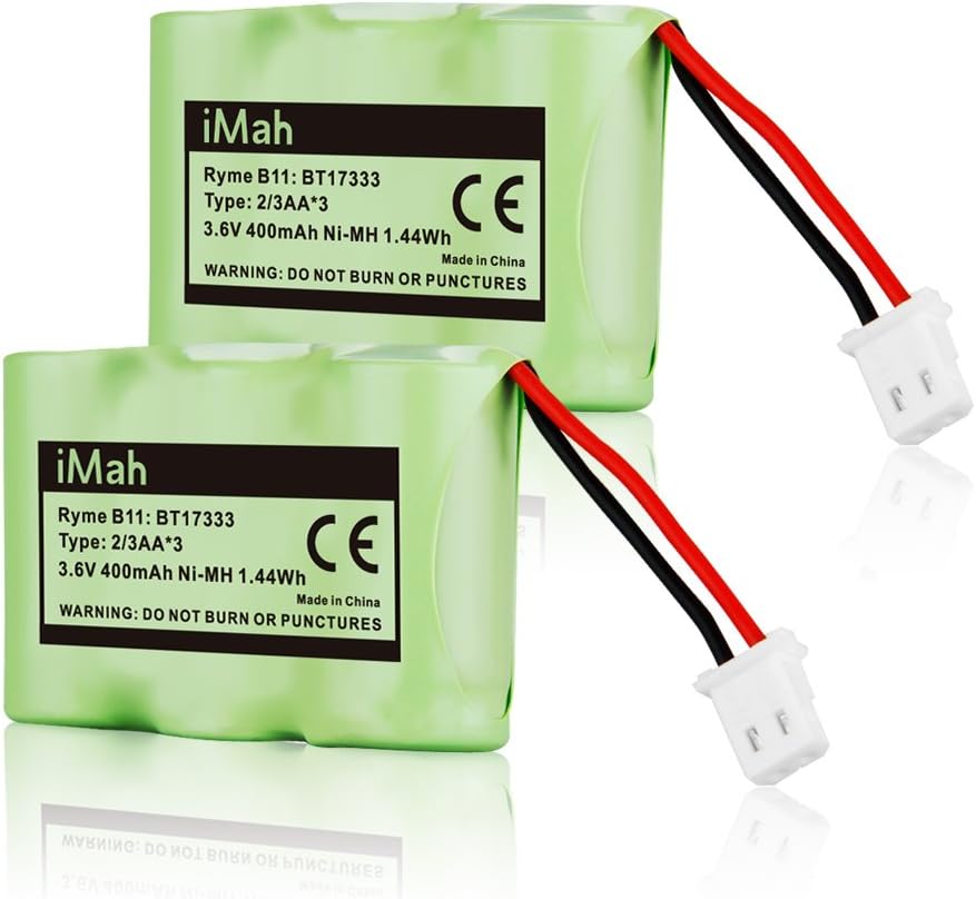 iMah BT17333 BT27333 3.6V Cordless Phone Battery Compatible with VTech BT163345 BT263345 CS2111 CS5113 CS5121 AT&T 89-1332-00-00 Sanyo CLT3500 Radio Shack 23-956 43-3215