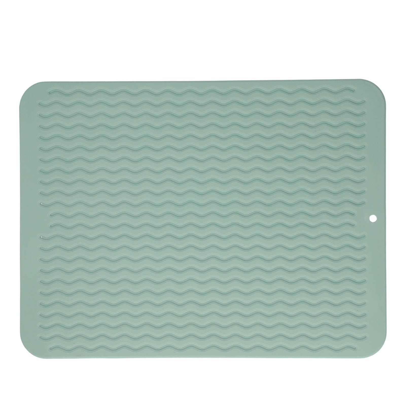 Dish Drying Mat, Kitchen Counter Dish Drying Mat Squares Spoon Holder Drain Pad Kitchen Counter Large Eco Friendly Silicone Drying Mat Easy Cleans Heat Resistant Dish Mat for Kitchen(Green)
