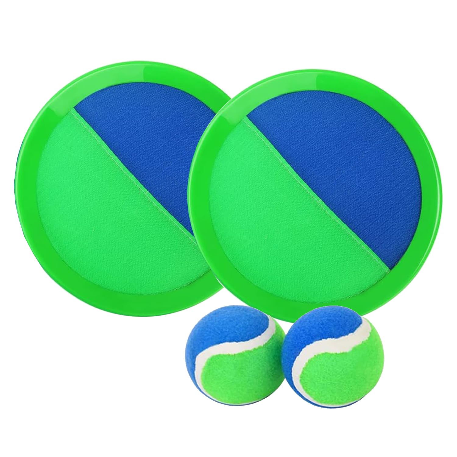 Ball Catch® Green and Blue | 2 Rackets with Scratch + 2 Balls | Summer Beach Game for Kids and Adults | Fun and Stimulating Toy | Practical and Portable | Outdoor Toys | OriginalCorner®