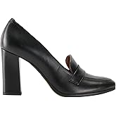 MOOMMO Women Chunky Block Heel Pumps Round Closed Toe Slip On Oxford Loafers Shoes High Heels Snakeskin Work Pump Suede Loafer for Office Ladies Classic Formal Business Professional 4-13 M US