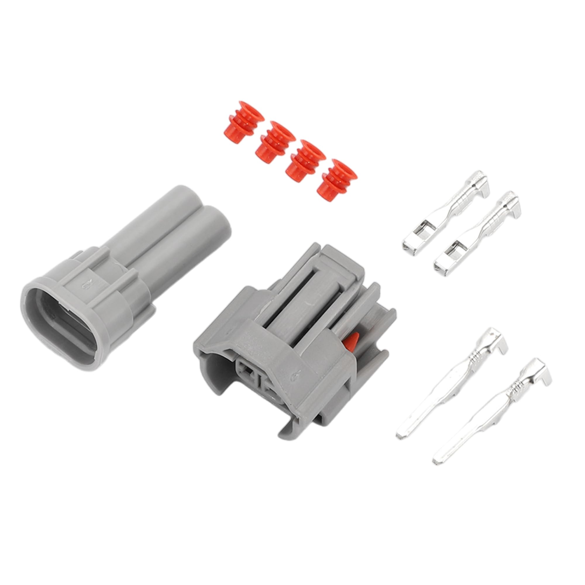 Photo 1 of Partuto 2 Pin Fuel Injector Connector Plug - Car Male Female Wire Terminal Connector - for Toyota Plastic Gray - 1 Set