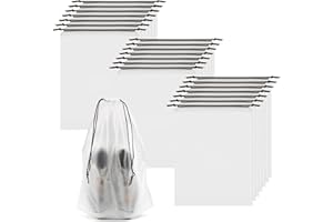 Aubeco 50pcs Clear Shoe Bags for Travel, 15.7" x 11.8" Waterproof Dust Bags with Drawstring, Portable Storage for Men and Women