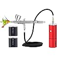 Casubaris Airbrush kit with Compressor Portable Cordless Airbrush kit,Rechargeable auto Stop Dual Action air Brush Pen,Match Different Airbrush Gun for Barbers Model Painting Nail Art Craft Makeup