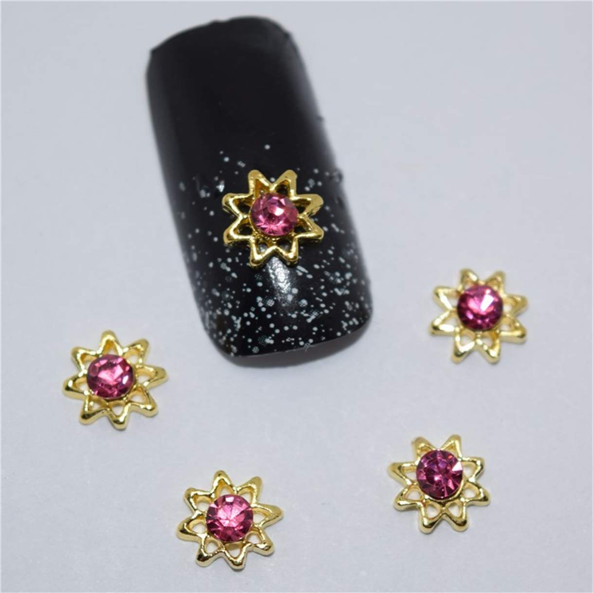 Amazon Com 10 Pc Red Diamond Star Nail Art Rhinestone 3d