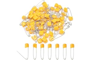 Hocansen 50 PCS Safety Pin 54mm/2.2in Baby Diaper Pins for Cloth Plastic Head Baby Pins for Diapers Stainless Steel Cloth Pins with Locking Closures Nappy Pin for Crafts（DT/Orange）
