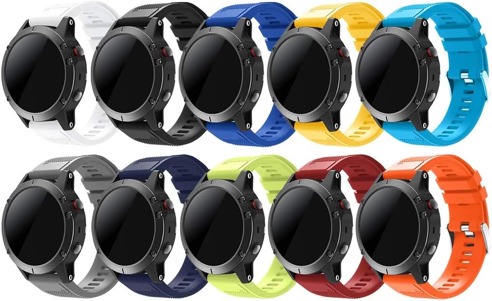 TOPsic 5 Straps, Quick Fit 22mm Soft Silicone Sport Replacement Band for 5/5 Plus/Forerunner 935/6/ 6 Pro/ 7/7 Solar/ 7 Sapphire Solar