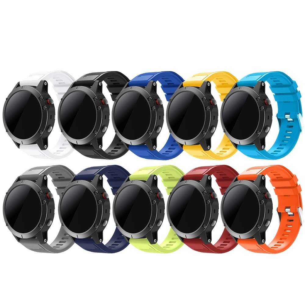 TOPsic 5 Straps, Quick Fit 22mm Soft Silicone Sport Replacement Band for 5/5 Plus/Forerunner 935/6/ 6 Pro/ 7/7 Solar/ 7 Sapphire Solar — image 1