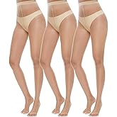 MANZI 3 Pairs Toeless Pantyhose Tights for Women Ultra Thin 10D Toe Open Control Top Pantyhose