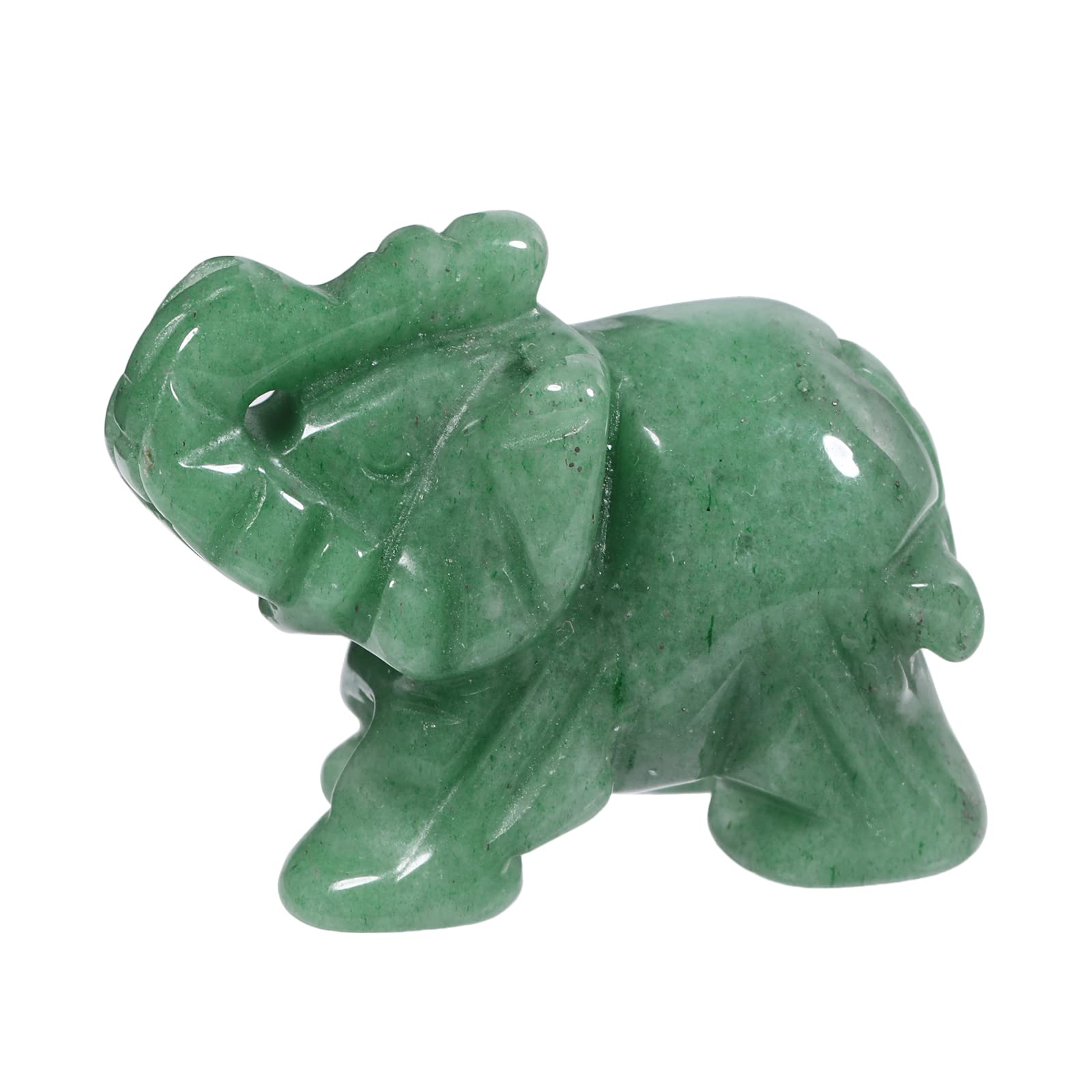 Lovionus89 Small Handcarved Elephant Crystal Statue, Home Office Guardian Animal Sculpture Decor 1.5 Inches,Green Aventurine