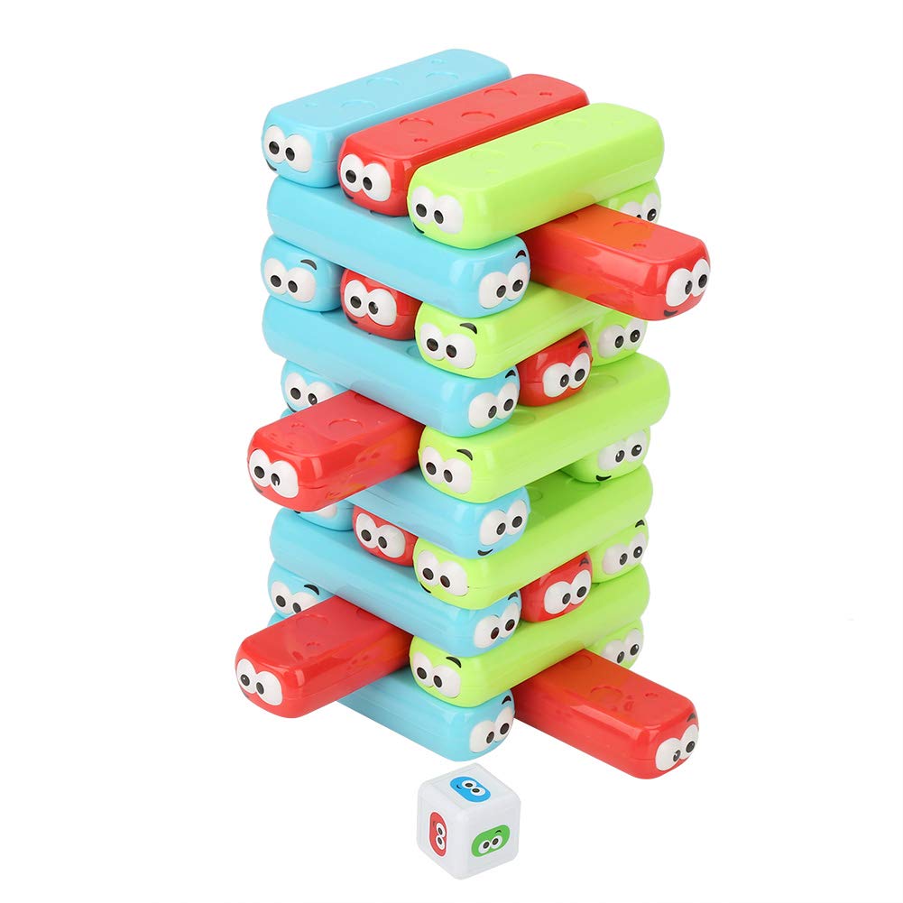 Garosa Colored Blocks Stacking Board Games Cartoon Plastic Toy Sets for Kids Age 3 Years to Adult 30Pcs