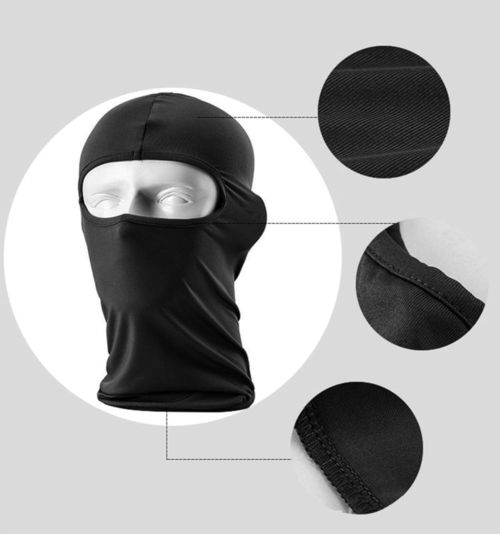 SUNLAND Lycra Fabrics Ski Face Mask Motorcycle Cycling Bike Bandana Hiking Skateboard Balaclava (Black): Clothing