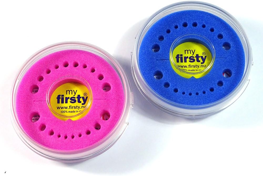 Firsty Baby Tooth Boxes 2 Comboset (Blue / Pink, boy / Girl) Round - Free Fridge Magnet Stickers - Ships Every Tuesday and Friday