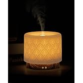 Essential Oil Diffuser - 280ml Ceramic Diffuser for Large Room &amp; Commercial Use, 2.4MHz Aromatherapy Diffuser with Cool Mist Humidifier &amp; Night Light, Ideal for Bedroom, Office, Yoga, Spa, Gifts