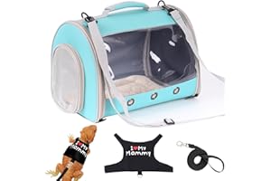 WEVONIGU Small Animal Travel Backpack Carrier,Portable Bearded Dragon Bag for Sugar Glider,Hedgehog,Rat,Bunny,Rat,Outdoor Used (Green, Carrier L+ I Leash)