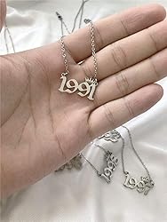 MICOMAKA Birth Year Number with Crown Necklace,Old