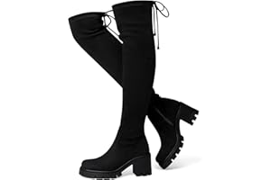 CELLENZ Women Thigh High Boots: 3 Inch Chunky Heel Tall Boot - Platform Over The Knee Boots, 2025 Fashion Trendy Side Zipper Fall Winter Round Toe Long Boot