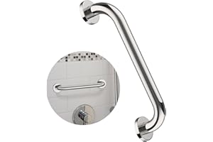 12 Inch Stainless Steel Shower Grab Bar - ZUEXT Shower Handle, Bathroom Balance Bar - Safety Hand Rail Support - Handicap, Elderly, Injury, Senior Assist Bath Handle (w/Self-Adhesive Stick-on Hook)