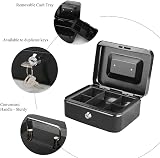 Parrency Cash Box with Money Tray Key Lock 7.87 x 6.89 x 3.70 inches Black view 4