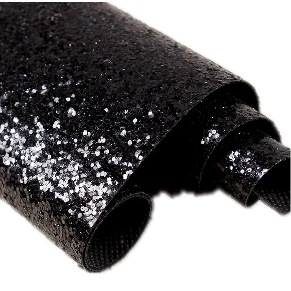 DHHOUSE Black Chunky Glitter Wallpaper, Self Adhesive Glitter Wallpaper for Walls