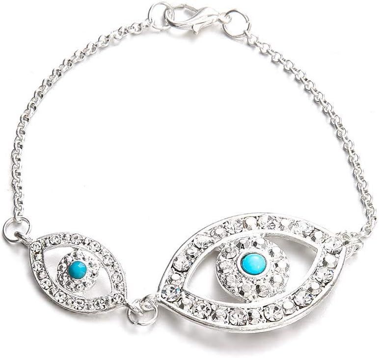 Moent Bracelets Women's Fashion Jewelry Lucky Crystal Evil Eye Gold Plated Chain Charm Bracelet