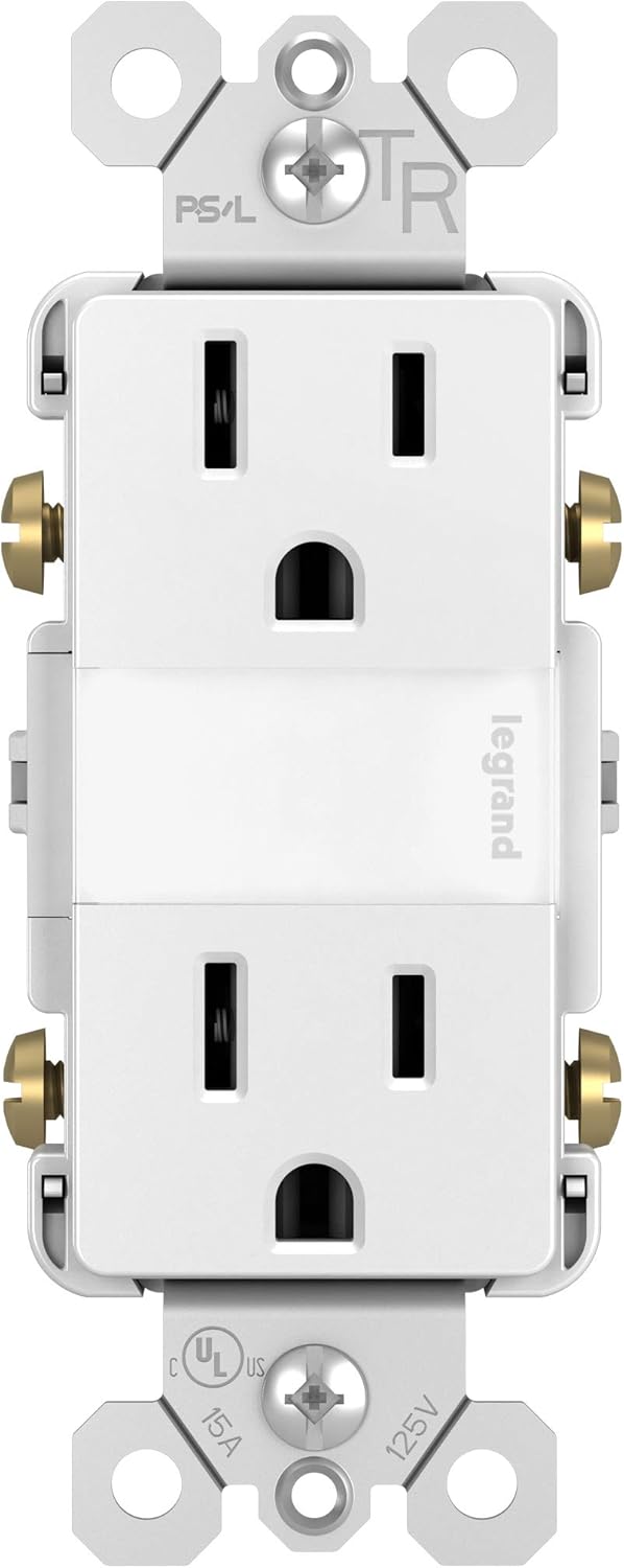 Legrand radiant Adjustable LED Night Light Outlet, Nightlight Electrical Outlets, Tamper Resistant, Safe for Kids, White, NTL885TRWCC6 - - 