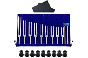 9 Pcs Tuning Fork Set, with 2 Mallets、Blue Pouch、8 Base, 174Hz To 963Hz Frequency Range, Ideal for Sound Healing and Therapy 