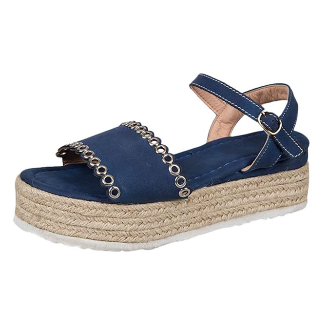 Pingtr - Damen Sandalen - Damen Mode Casual Open Toe Schnalle Riemen Sandalen Plattformen Med Ferse Schuhe