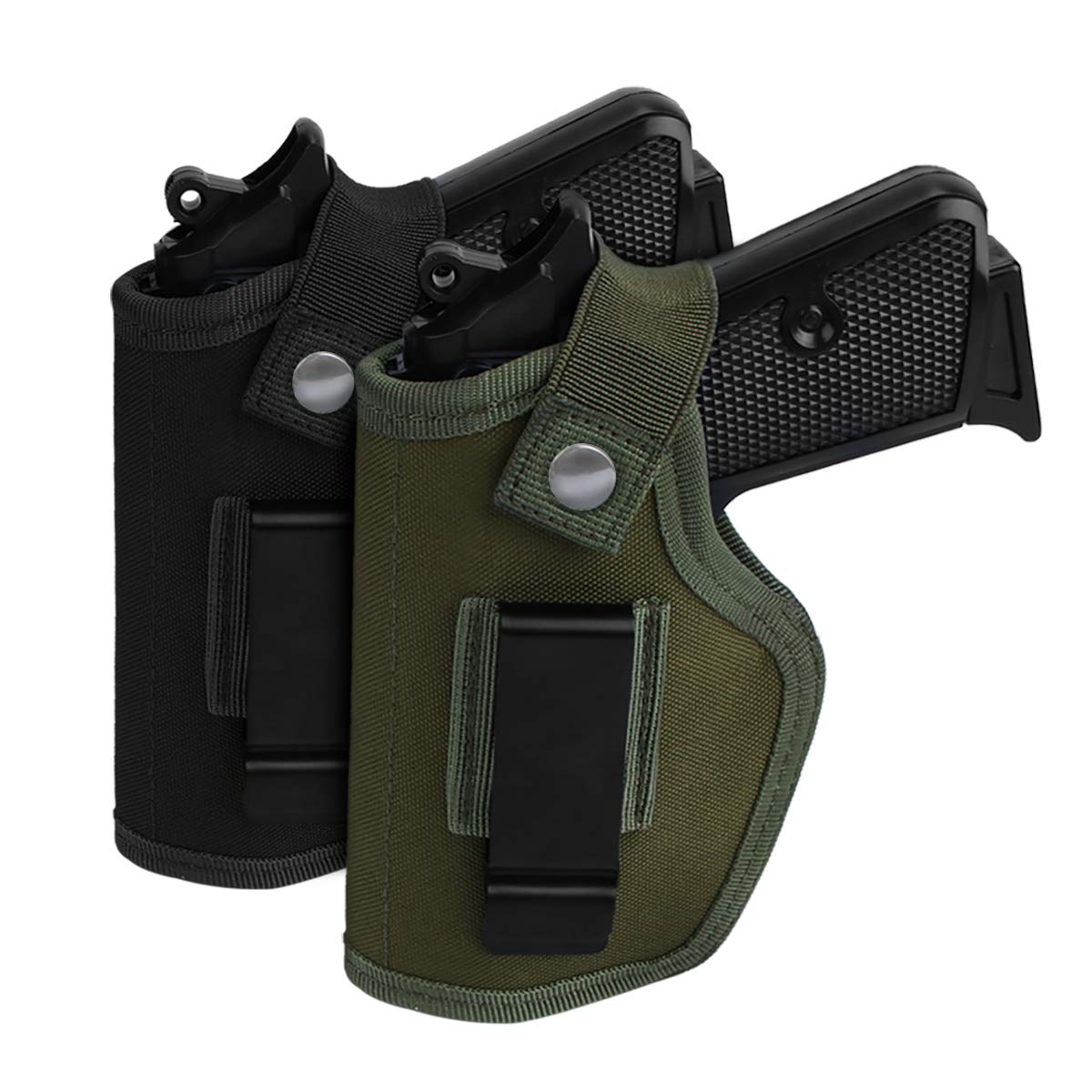 Photo 1 of 2 Pack  Holsters for Concealed Carry, Universal Inside Outside Waistband Holster for Pistols, IWB Belt Holster for Right & Left Hand, Fits Subcompact Compact Full Size Pistols, Black & Green