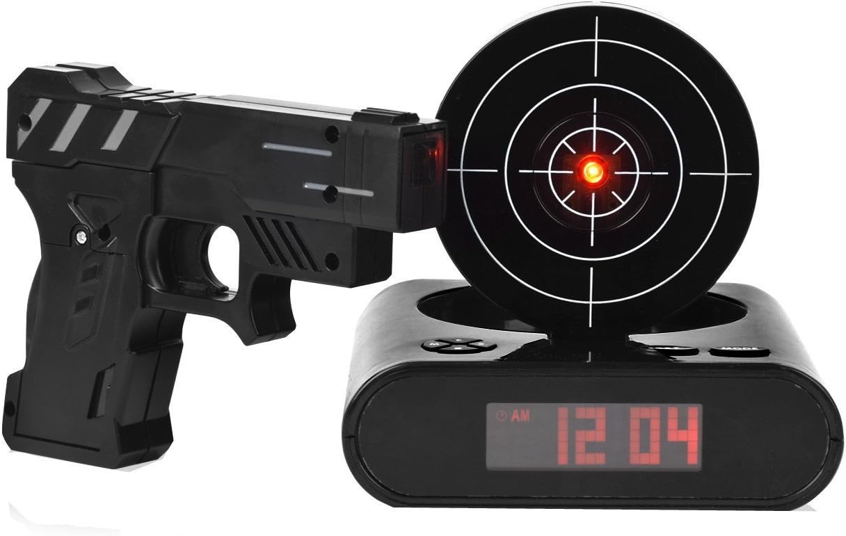KAYSION Gun Target Alarm Clock, Electronic Gun Alarm Clock Shooting Target Toys for Adults and Children, Creative Clock