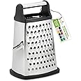 Professional Cheese Grater - Stainless Steel, XL Size, 4 Sides - Perfect Box Grater for Parmesan Cheese, Vegetables, Ginger -