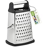 Professional Cheese Grater - Stainless Steel, XL Size, 4 Sides - Perfect Box Grater for Parmesan Cheese, Vegetables, Ginger -