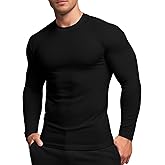 RGJU Men's Sport Undershirt, Athletic Thermal Base Layer, Crewneck Long Sleeve Top Slim Fitted Workout Tshirt