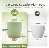 QCQHDU 25.4cm Plant Pot 2 Pack with Drainage Holes and Saucer Green 25.4cm view 2