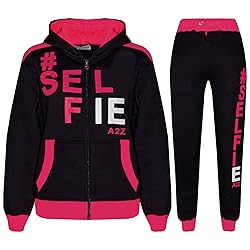 Kids Girls Boys #Selfie Tracksuit Hooded Hoodie