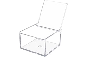 KISSYOU Acrylic Box Clear Boxes with Hinged Lid Transparent Display Square Cube Storage Organizer Containers for Wedding,Birthday and Jewelry,Cake,Candy