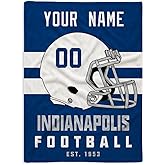Tiffur Indianapolis Blanket Throw Blanket Customize Any Name and Number Gifts for Men Women Kids 3 Colors