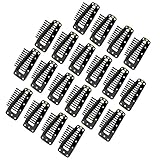 20pcs Clip in Hair Extensions, Jmkcoz Snap-Comb Wig Clips with Rubber for Hair Extension Black