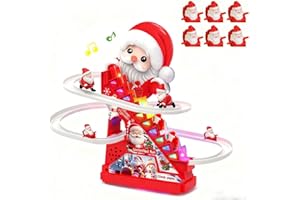 RCOOS Santa Climbing Toy Set Electric Light Slide Climbing Toys for Automatic Stairs,Playful Santa Race Game Christmas Roller Climbing Toys with LED Light and Music for Toddlers Boys Girls