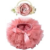 Tutu.kk Toddler Tutu Skirt for Baby Girl with Diaper Cover, Soft Baby Tutu Dress 0-36 Months with Flower Headband