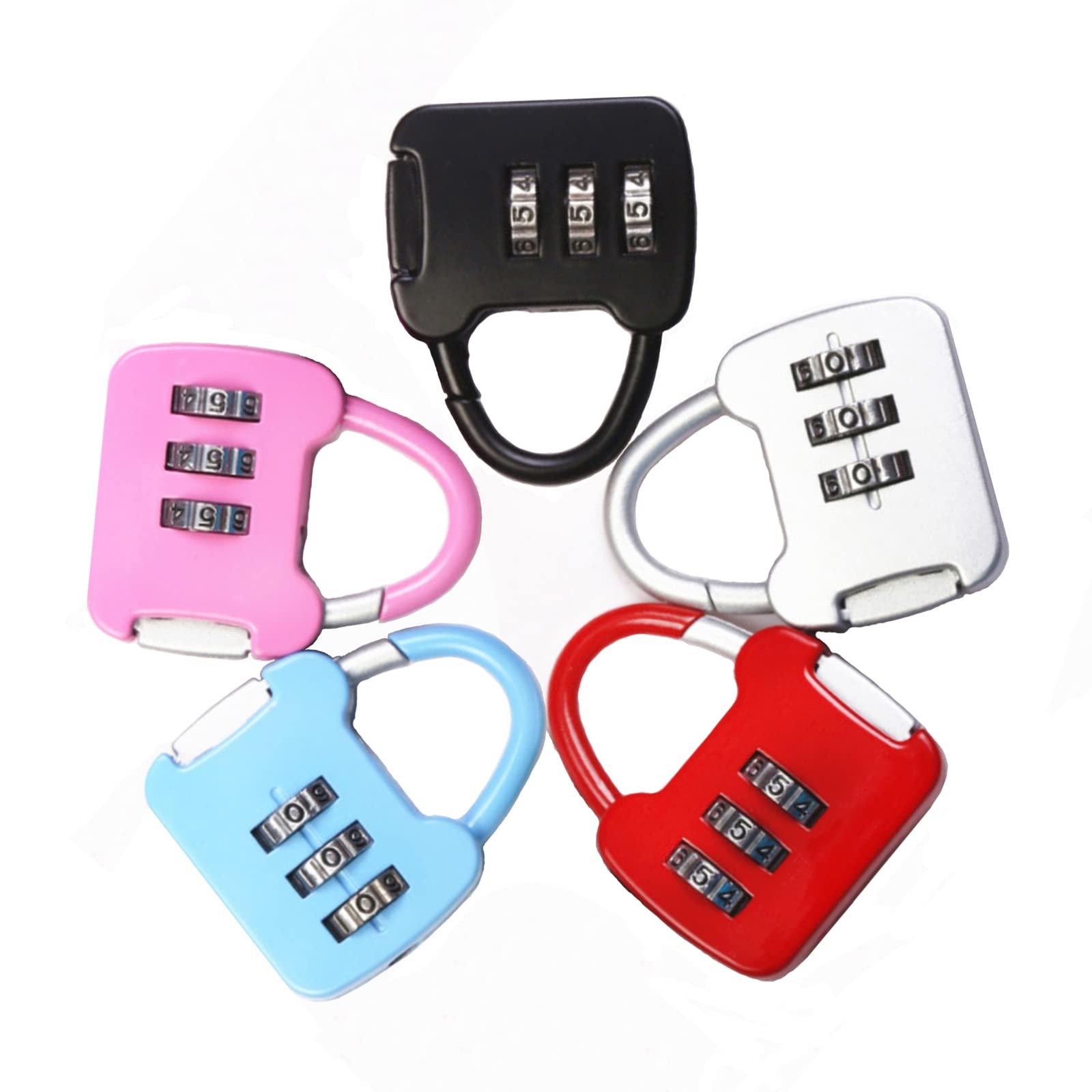 5 Multi-colored Combination Padlock Luggage Lock Code Lock 3 Digit Resettable Lock Zinc Alloy Security Padlock Weatherproof Combination Lock for School Locker Gym Outdoor Shed Locker Hasp Cabinet Gate