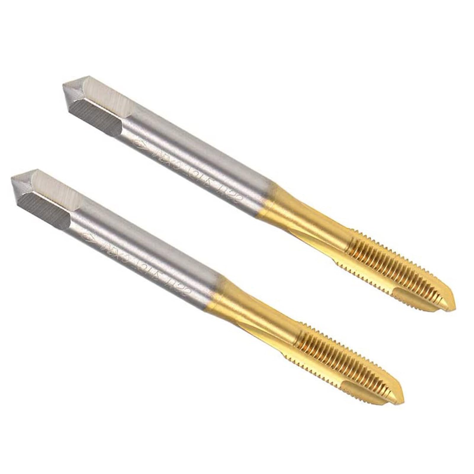 MACHSWON Spiral Point Plug Threading Tap for Drilling and Tapping Aluminum Die Steel Ordinary Steel Non-Ferrous Metals and Hard Plastics H2 3 Flutes HSS Metric Screw Taps M6 x 0.75mm 2Pcs